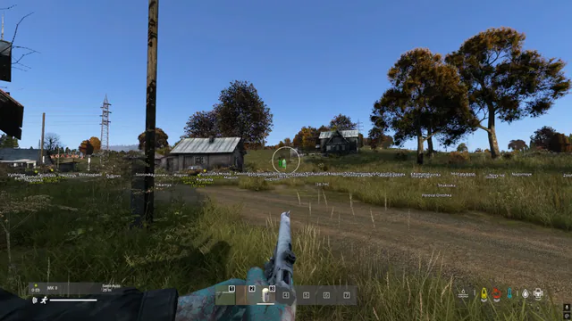 DayZ sniper aimbot with green ESP box, weapon label, and scoped FOV circle