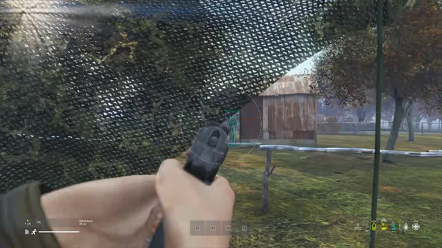 DayZ PC aimbot in combat with FOV circle and green skeleton ESP on an enemy