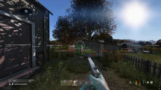DayZ build-fight ESP wallhack through builds with names, HP bars, and FOV